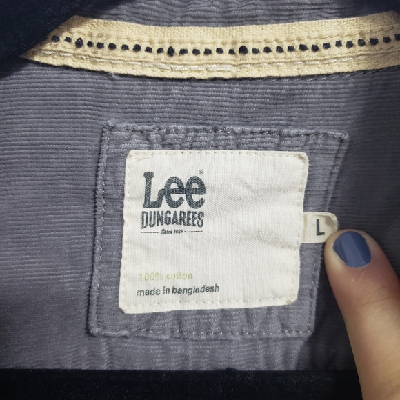 LEE DUNGAREES Grey Corduroy Button Up Shirt - Picture 6 of 8